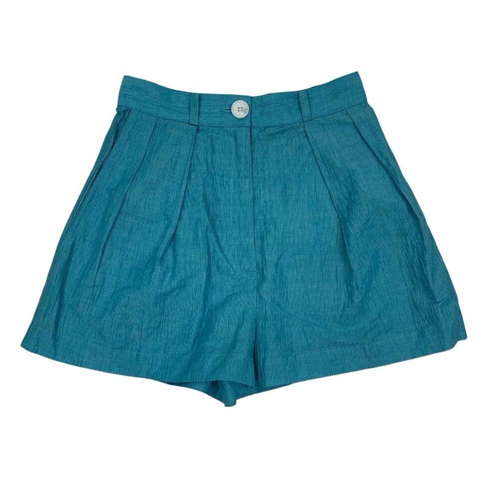 Matthew Bruch Shorts 1 Blue Linen Cotton‎ Summer Minimal Resort Casual